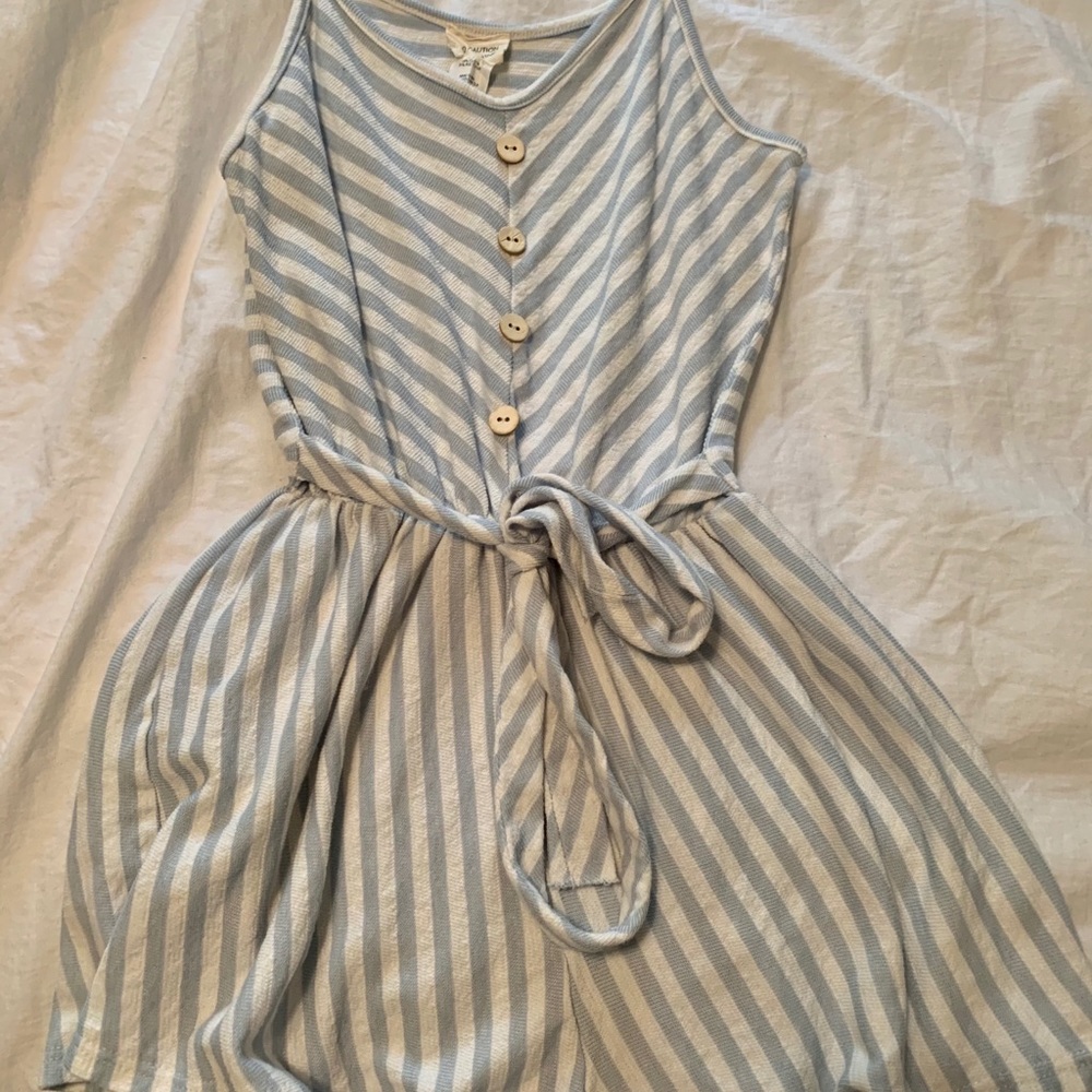 Caution to the wind blue and white stripped jumper